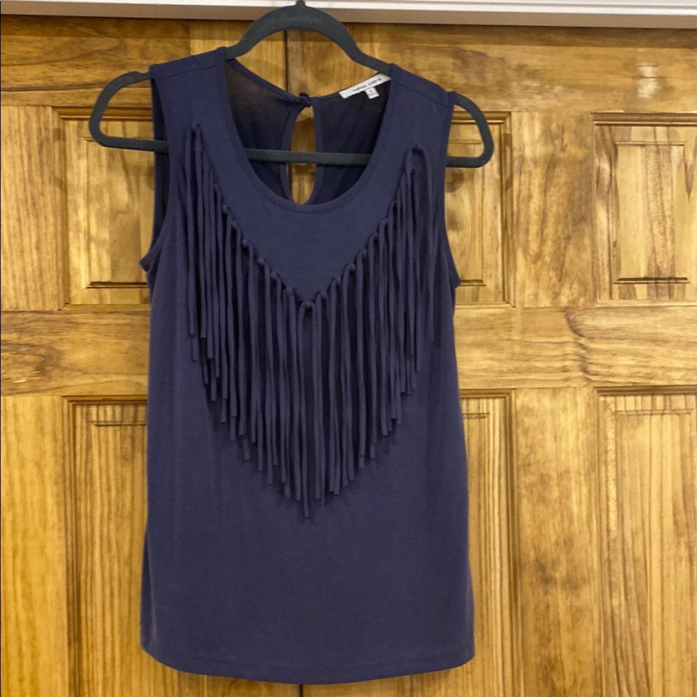 ⚡️3 for $15⚡️Naked Zebra Navy Blue Fringe Tank Top size small -Preloved